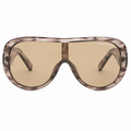 Sashay oversized shield sunglasses with marbled mauve-grey frame and amber lenses, front view — Shady Views